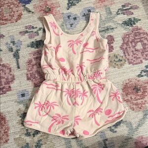 Zara Pink Palm Tree Print Kids Romper